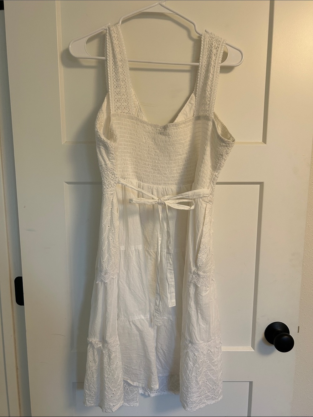White Eyelet Tiered Sundress - Lightweight Summer Dress - Picture 4 of 6
